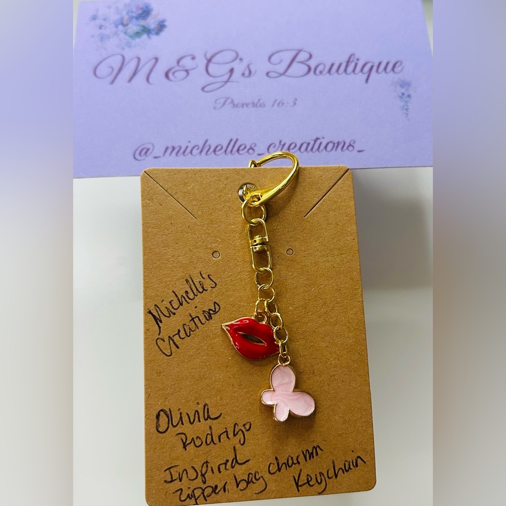 Cutie Creation Olivia Rodrigo Inspired zipper bag charm Keychain.
